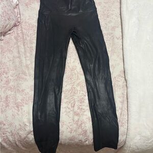 SPANX Petite Black Faux Leather Leggings